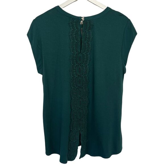 Stitch Fix Daniel Rainn Quin Cap Sleeve Mixed Material Top Womens PL Green - Picture 4 of 7